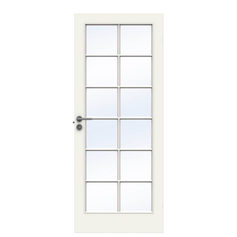 Swedoor Style SP12 40 mm fransk dør med hærdet glas hvid 82,5 x 204 cm (9x21)