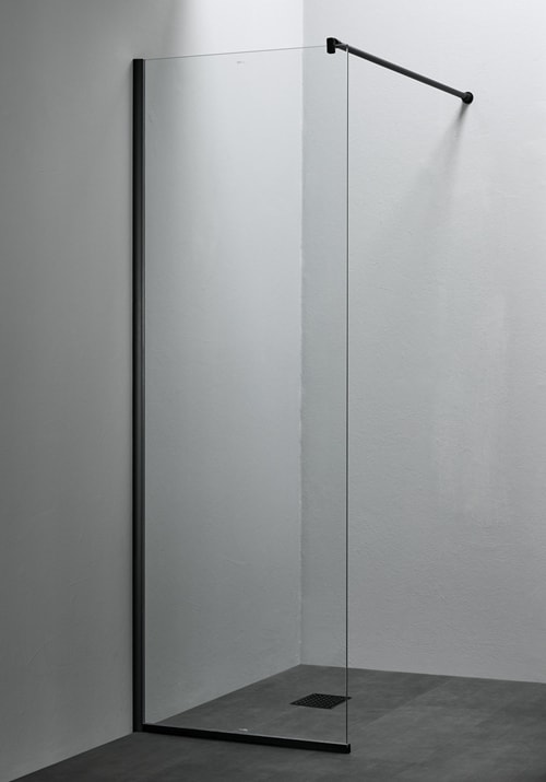 Hafa Igloo Pro I-Wall fast brusevæg i klart glas/sort