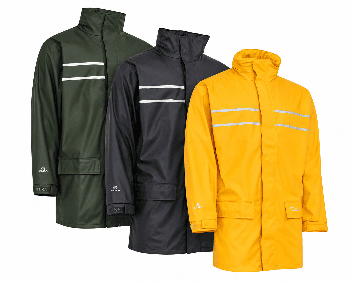 Elka Dry Zone D-Lux PU regnjakke med ekstra længde - Gul - 5XL