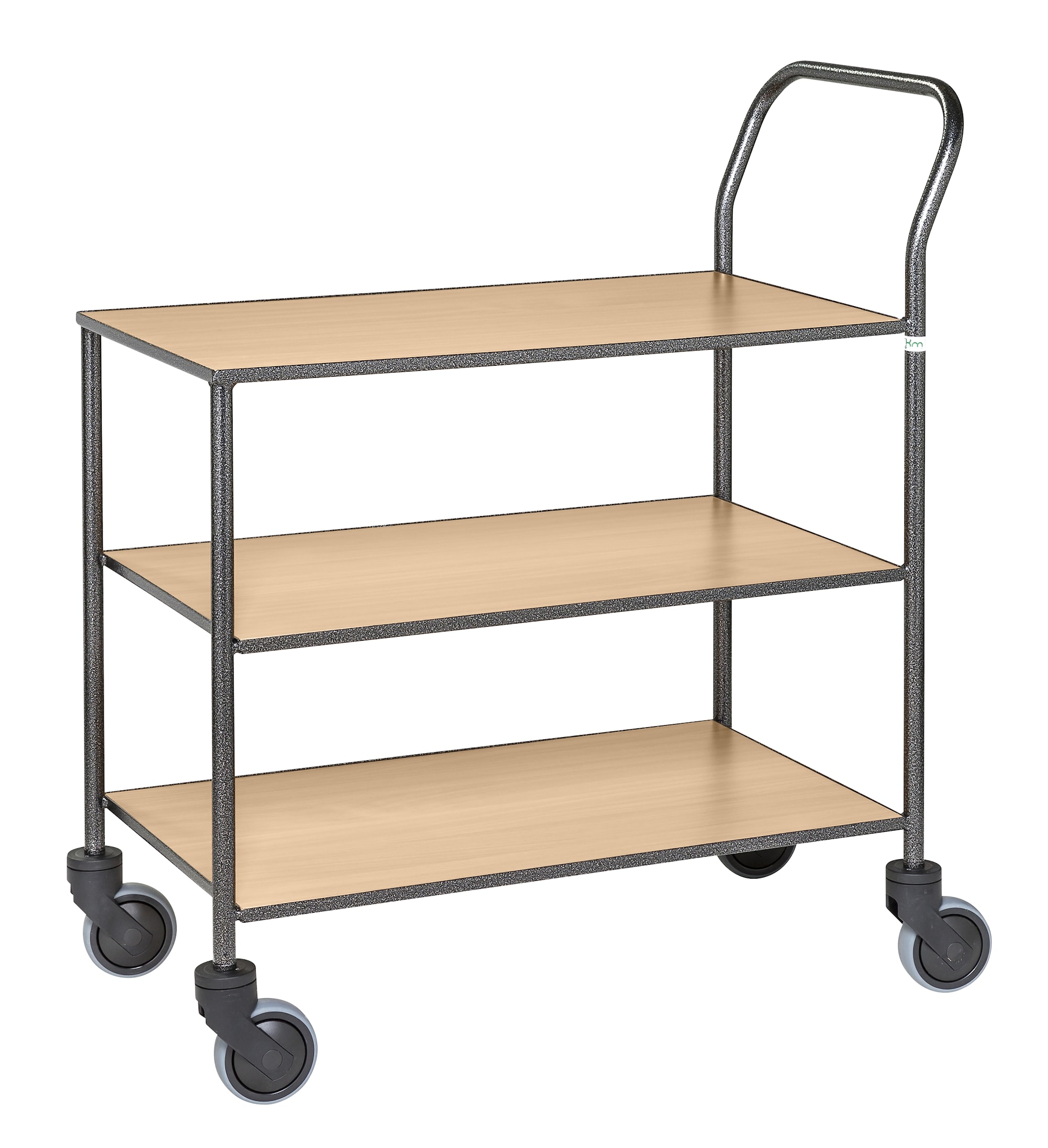 Kongamek antracitgrå /bøg designvogn 3 hylder, fuldsvejset KM973-BOB