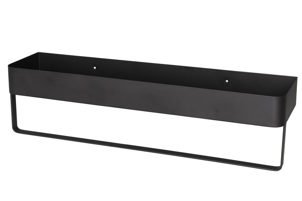 4Living hylde i sort med håndklædestang 50 x 12,5 x 13 cm