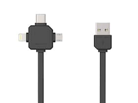 PowerCube USB kabel grå med 3 stik