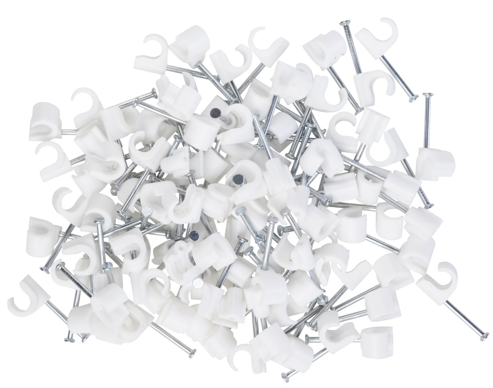 Ledningsclips rund 7-10 mm hvid 100 stk.