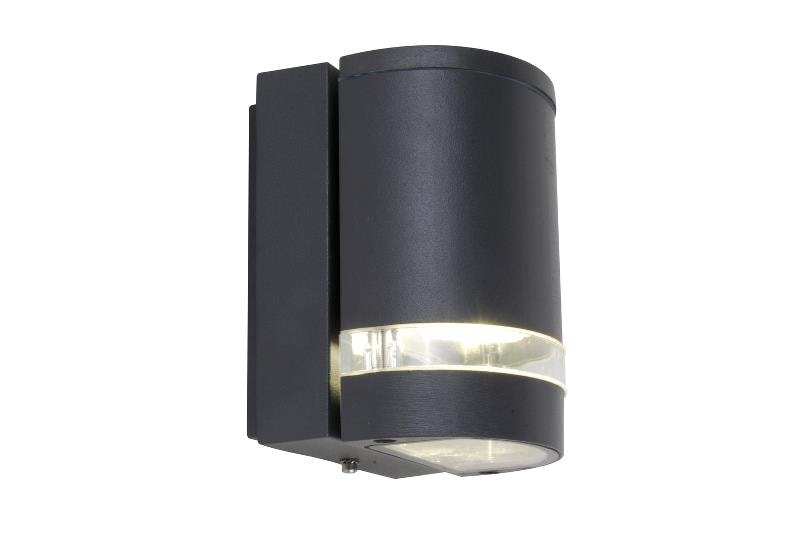 Lutec Focus Round væglampe i mørkegrå/klar GU10 IP44