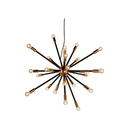 Aneta Lighting Ray pendel lysekrone i kobber og sort metal Ø90 cm