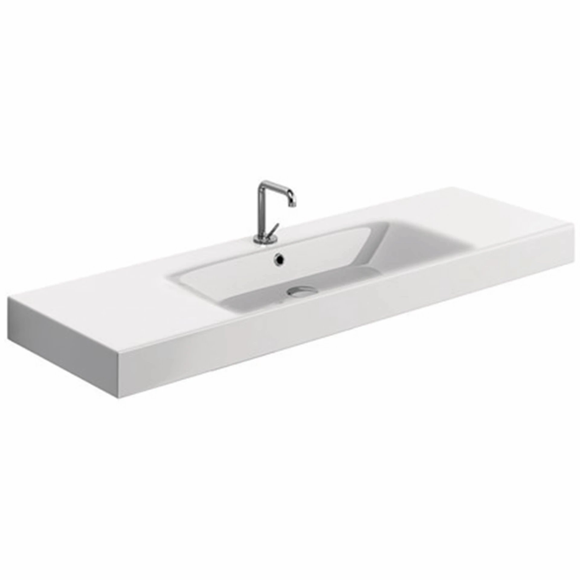 Lavabo Cento porcelænsvask i hvid med hanehul, til væg / bord