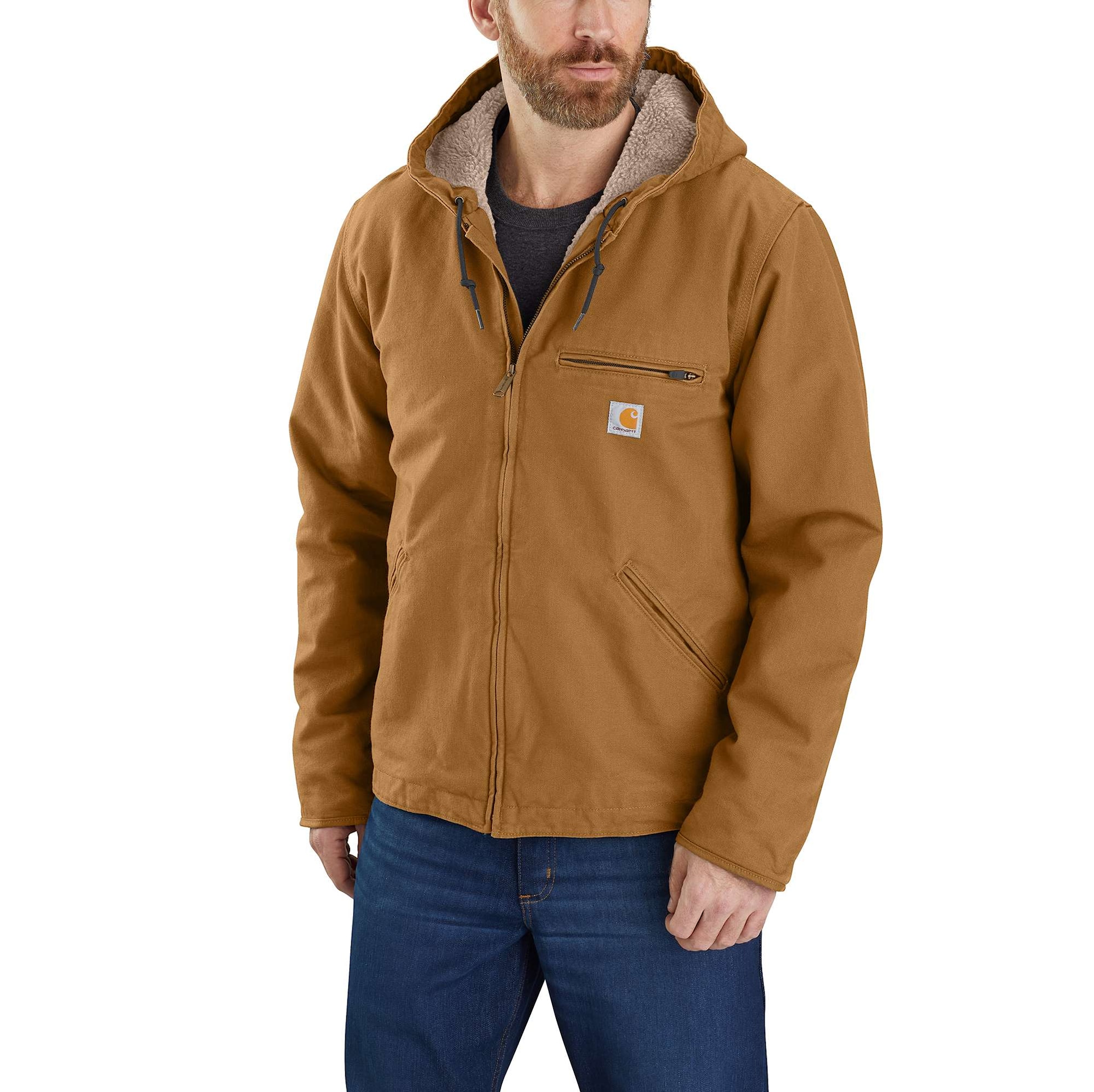 Carhartt Vasket and sherpaforet jakke, Herre, Carhartt® brown, XXL