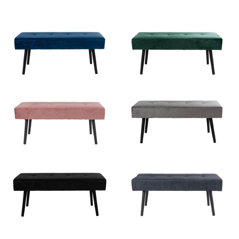 House Nordic Skiby bænk i sort velour med sorte ben