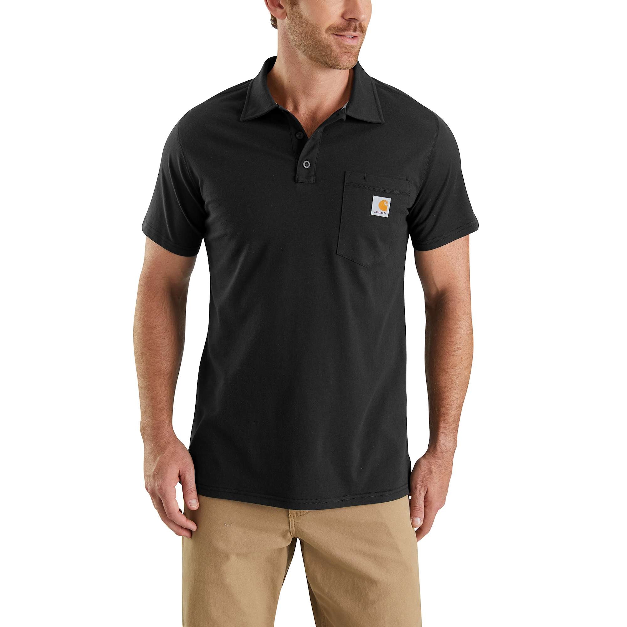 Carhartt Force Cotton Delmont Pocket Polo Shirt Men Black XXL