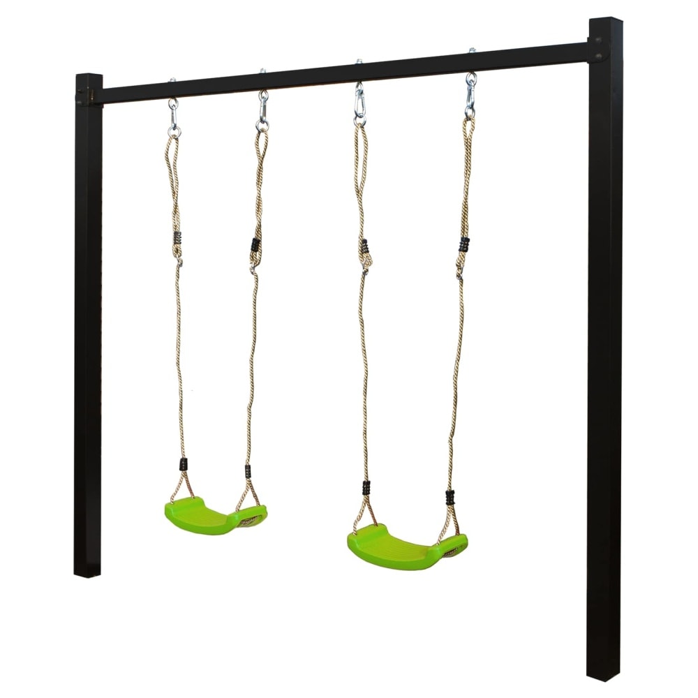 Plus gyngestativ sort pulverlakeret stål 2 sorte gyngesæder 247 x 8 x 212 cm