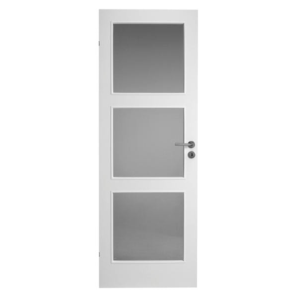 Dør, Swedoor Easy GW3 40 mm HVID glat dør m/ klart glas - 92,5x194 cm (10x20)