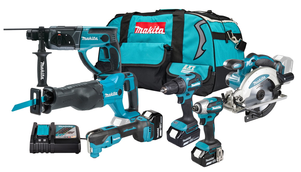 Makita Værktøjssæt DLX6141TX1 Med 6 Værktøjer, 3 Batterier, Lader Og Taske