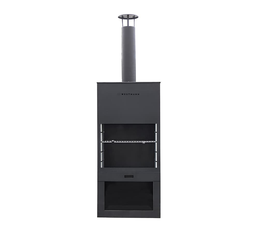 Westmann havepejs/bålsted med grill sort 41 x 70 x 229 cm