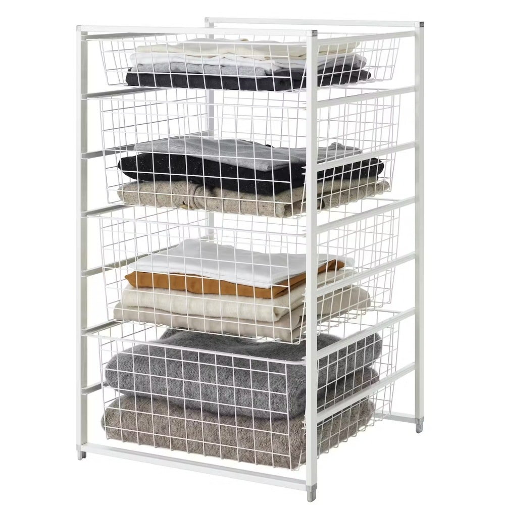 Elfa Mini kurvesystem i hvid 4 trådkurve H74 x B45 cm