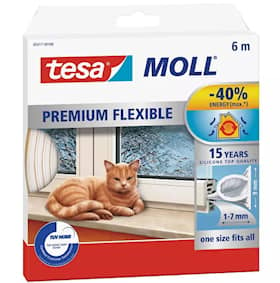 Tesa tesamoll Premium Flexible tætningsliste hvid silikone 6 m x 9 mm x 7 mm