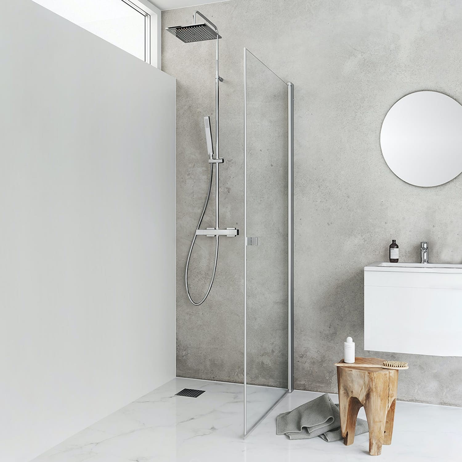 Hafa Igloo Pro brusedør lige i klart glas/alu 100 x 200 cm