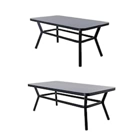 Venture Design Virya spisebord i sort alu med grå glas 200 x 100 cm