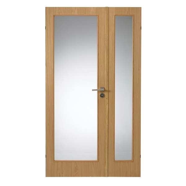 Swedoor Easy Nature GW1+GW1 40 mm bøg dør m. glas 82,5+39,8x194 cm (13x20)