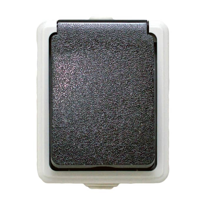 E-line stikkontakt med jord enkelt grå/sort IP54