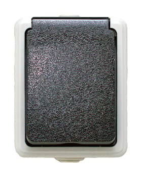 E-line stikkontakt med jord enkelt grå/sort IP54
