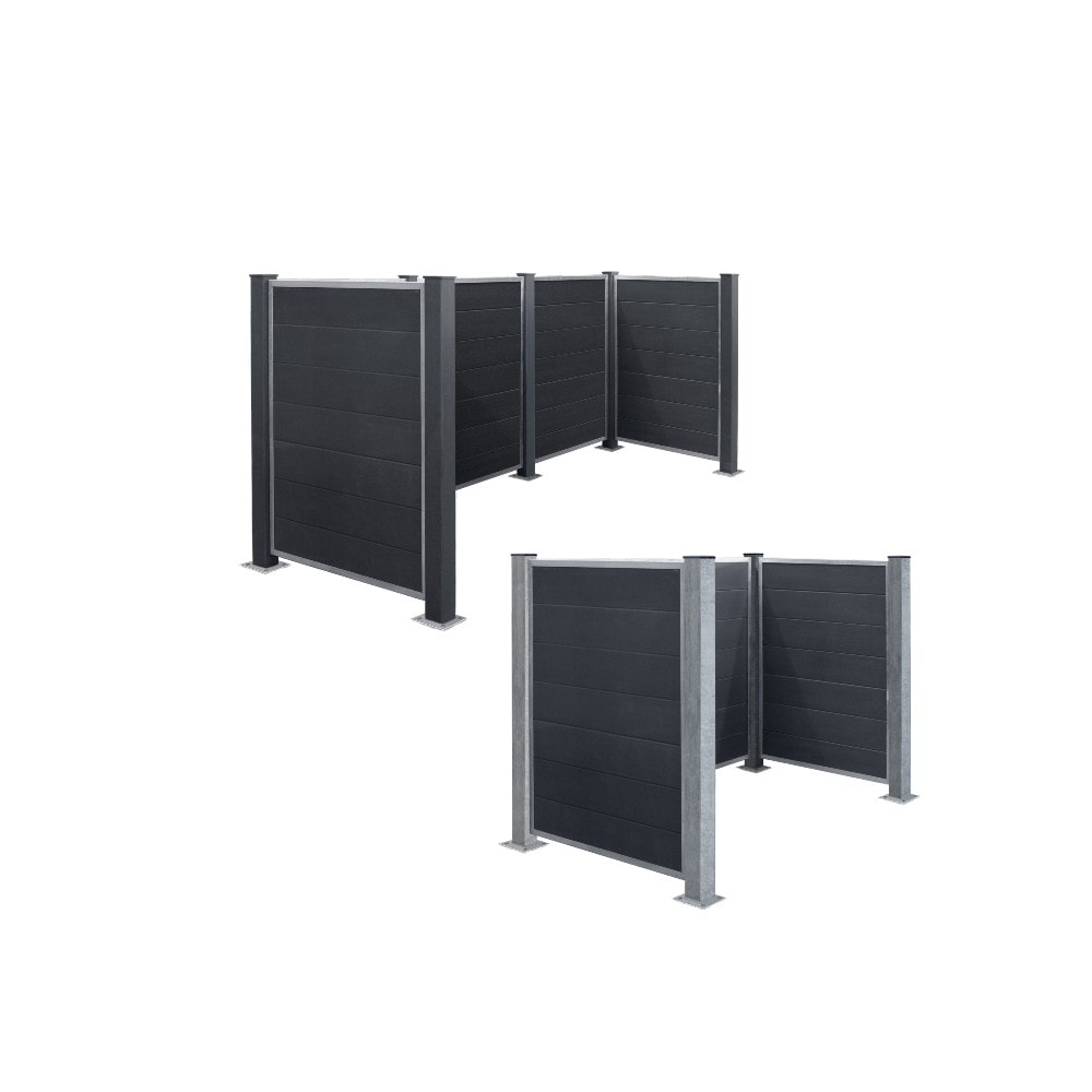 Plus Futura renovationsskjul skifergrå komposit med stålstolper, fundament