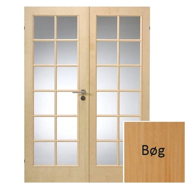 Swedoor Easy Nature SP12+SP12 40 mm bøg dør m. glas 82,5+82,5x204 cm (17x21)