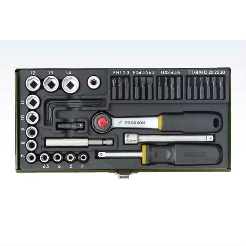Proxxon topnøglesæt med bits 1/4" med 39 dele
