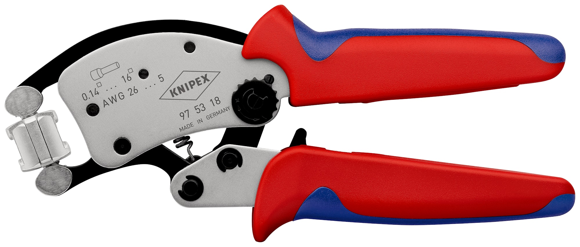 Knipex Twister16 crimptang til kabeltyller med drejeligt crimphoved, forkromet 24