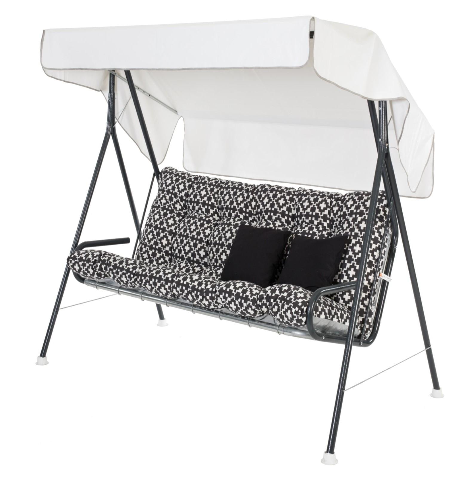 Varax Suvi 3-S hængesofa i grå inkl. hvid baldakin og sort hynde