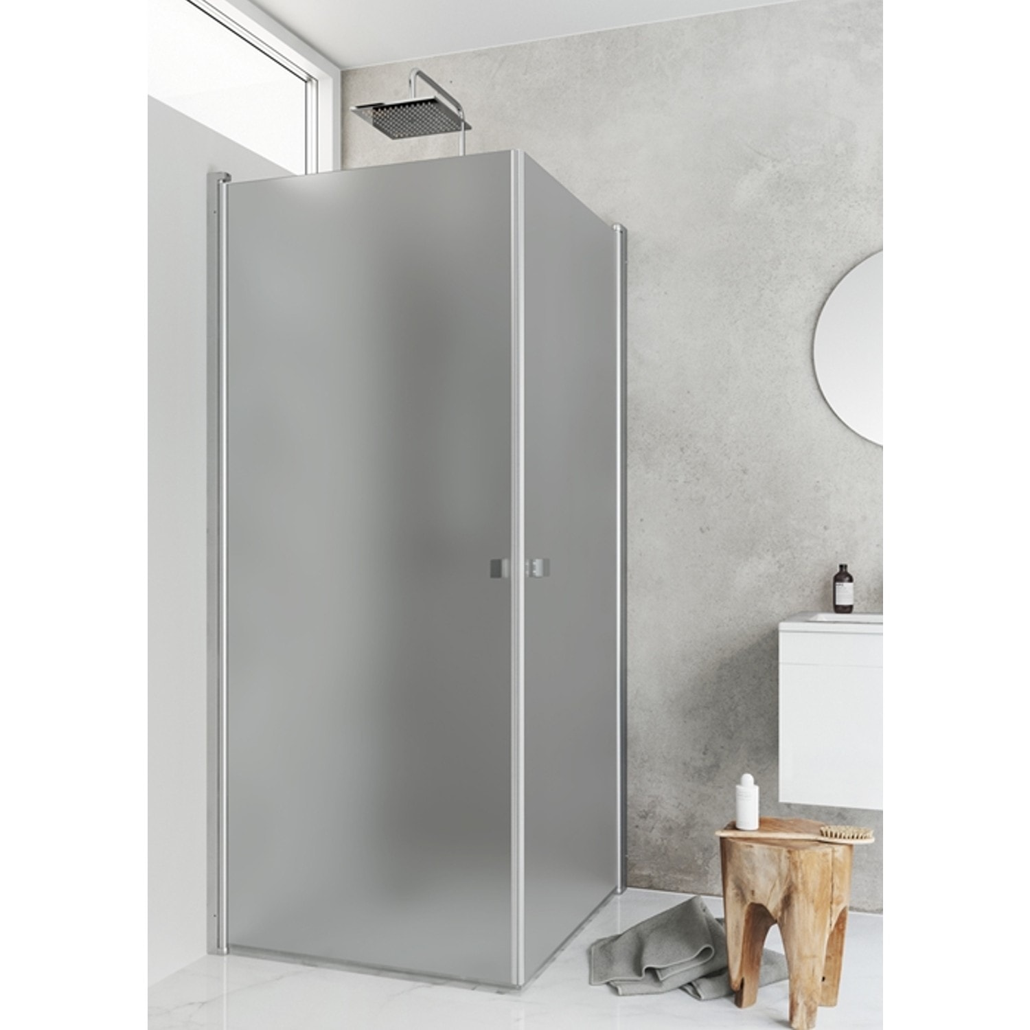 Hafa Igloo Pro Corner brusehjørne dobbelt i mat glas 90 x 90 x 200 cm