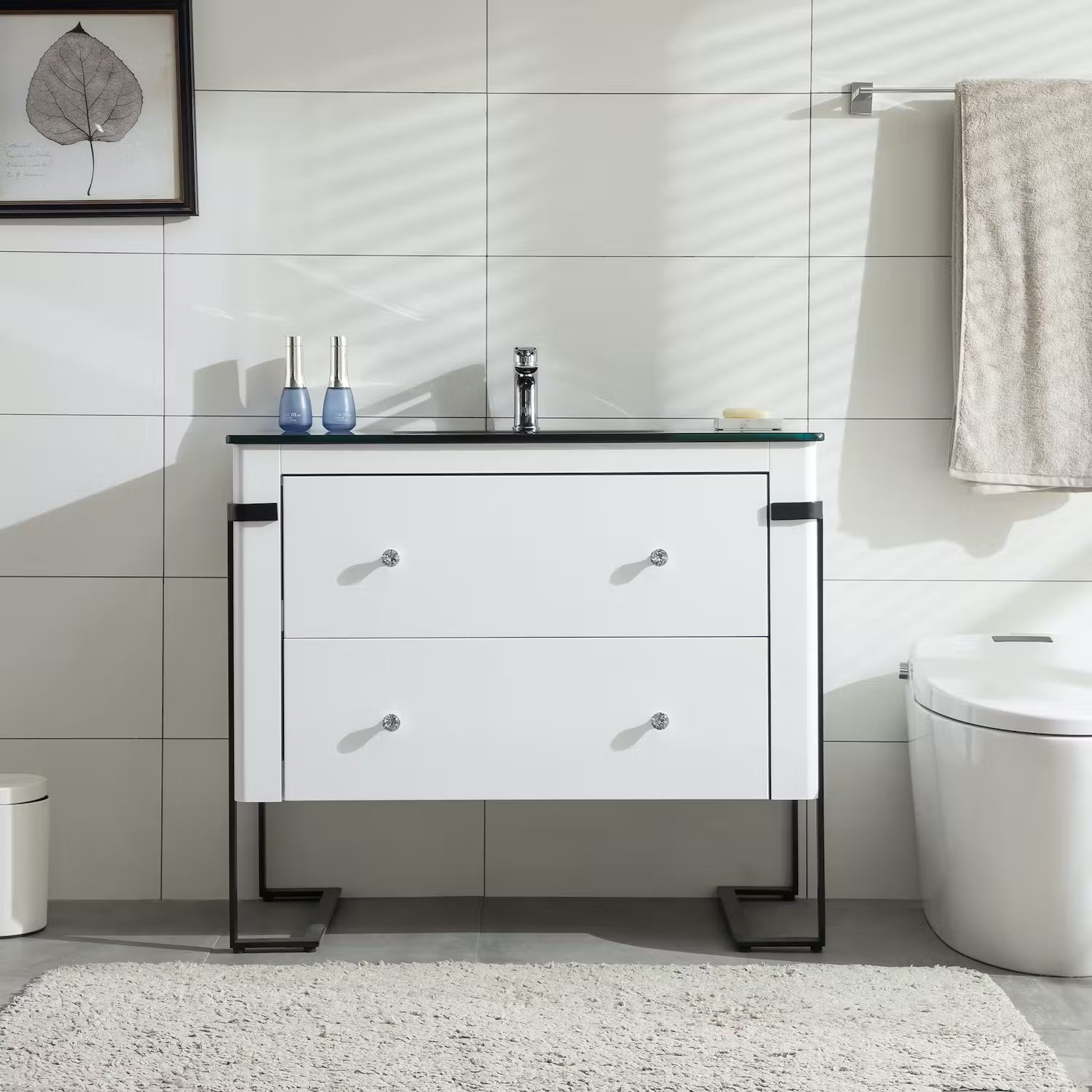 Bahtlife Jubel 1000 vaskeskab i hvid med porcelænsvask