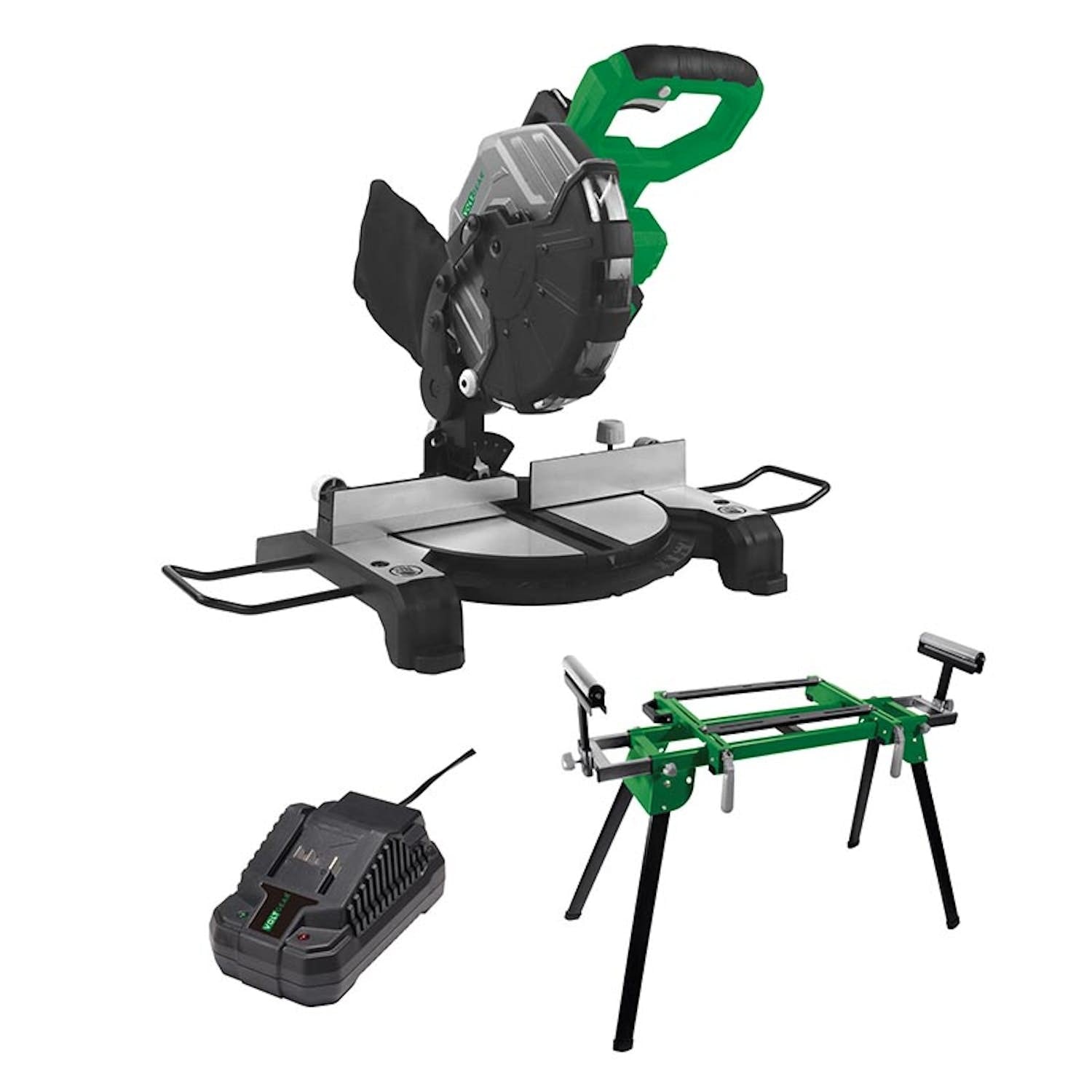 Voltgear Plus 20V kap-geringsav med bord, 4,0 Ah batteri og lader