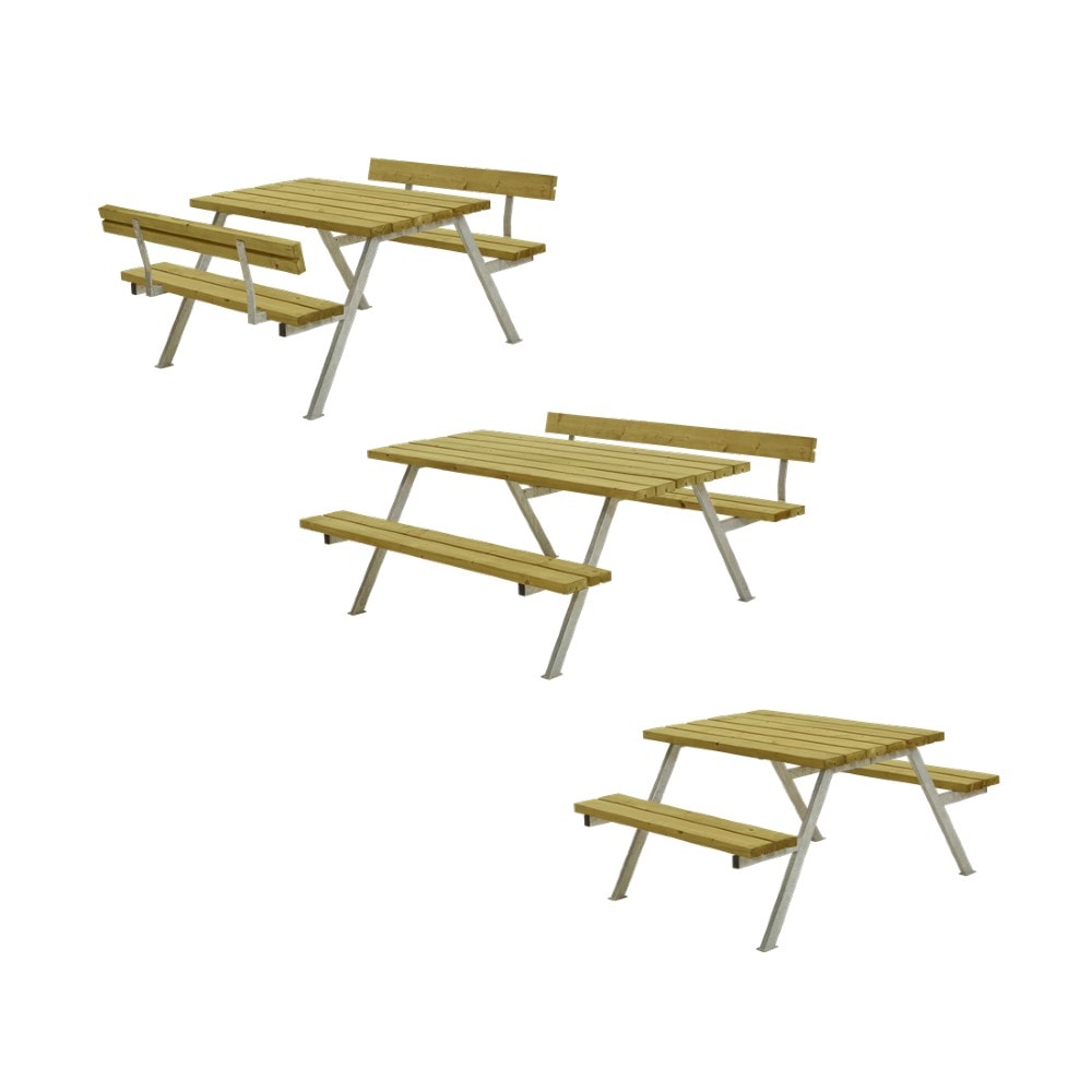 Plus Alpha bord/bænkesæt i trykimprægneret med 2 ryglæn 177 cm