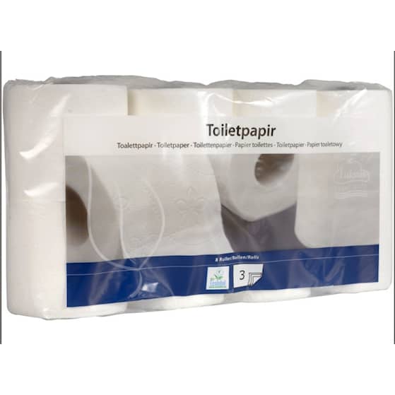 Toiletpapir 3-lags hvid 100% nyfiber 64 ruller
