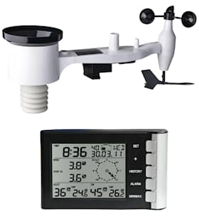 Agimex vejrstation m/vindretning, regnmåler, temperatur, fugtighedssensor og ur