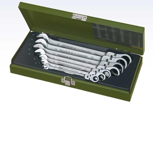 Proxxon Micro ring/gaffelnøgle sæt med 7 dele, 8 - 19 mm.