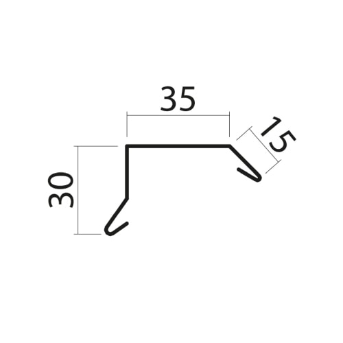 Scan sternkapsel 1C skrå med 4 hjørneklip blank alu 30 x 35 x 15 x 1000 mm
