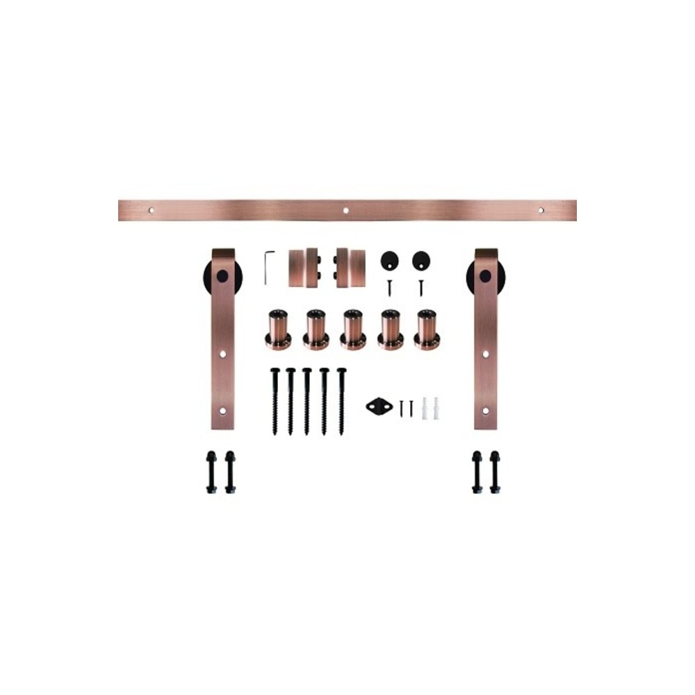 Svalk Retro skydedørsbeslagssæt i antik kobber med 2 meter skinne