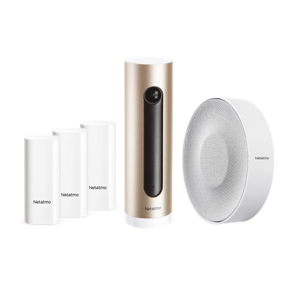 Netatmo Smart Indoor Security Bundle med overvågningskamera, sensorer og sirene