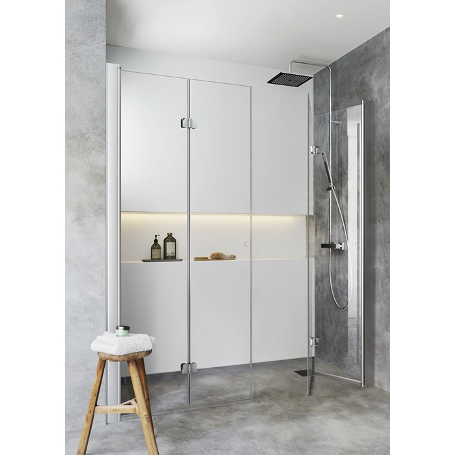 Hafa Igloo Pro Fold bruseniche dobbelt i klart glas/alu 90 x 90 x 200 cm