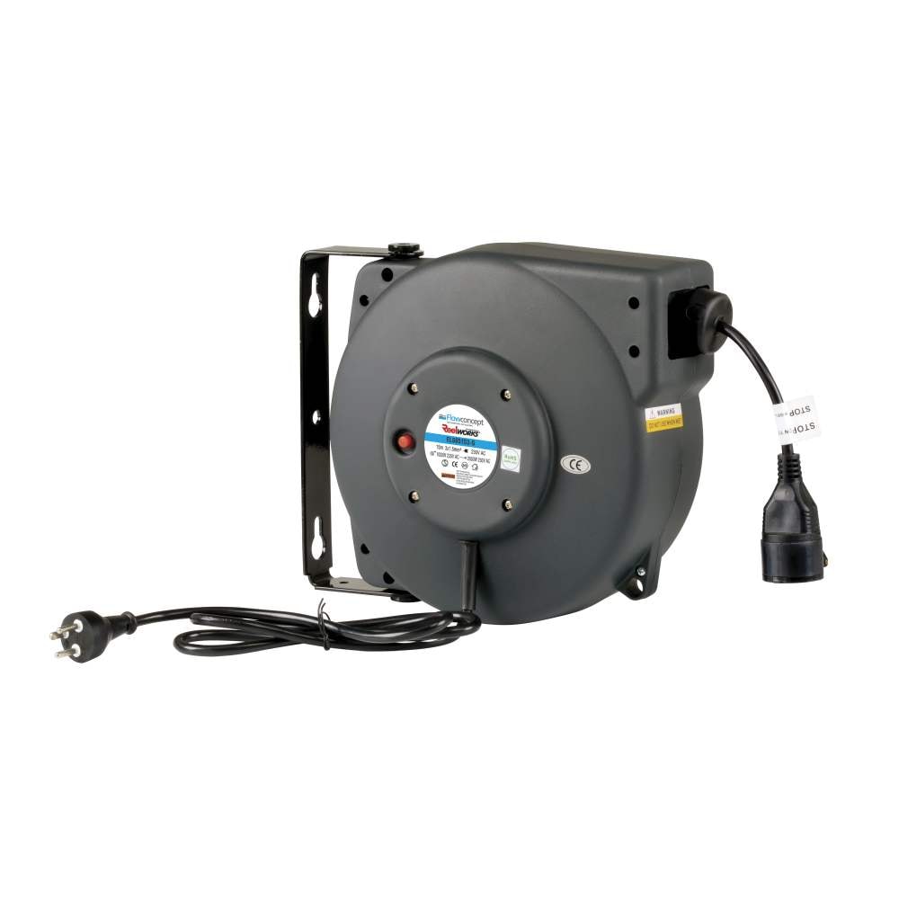 Flowconcept automatisk kabelopruller IP42 grå 3 x 1,5 mmì x 15 m