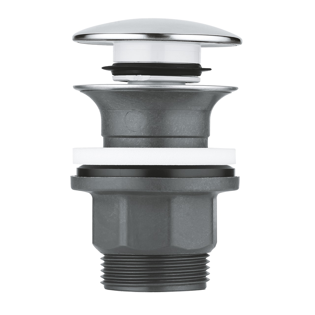 Grohe bundventil i krom med klik til håndvaske med overløb