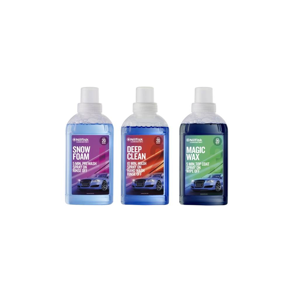 Nilfisk SDM Kit til bilvask med snowfoam, deapclean og magic wax, 3x 0,5 liter