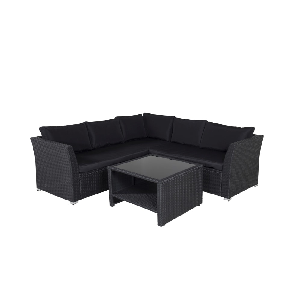 Venture Design Haiti Loungesæt i sort kunstflet med sorte hynder