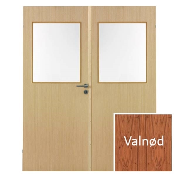 Swedoor Easy nature G21+G21 40 mm valnød dør m. glas 72,5+72,5x194 cm (15x20)
