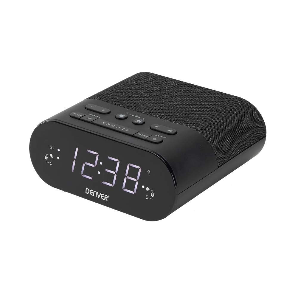 Denver CRQ-107 FM clockradio med trådløs oplader
