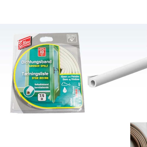 Tætningsliste flexliste brun form D selvklæbendedækker 4-6 mm. 7,5 meter lang