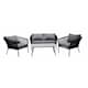 Venture Design Lindos sofagruppe i sort med grå hynder og sofabord
