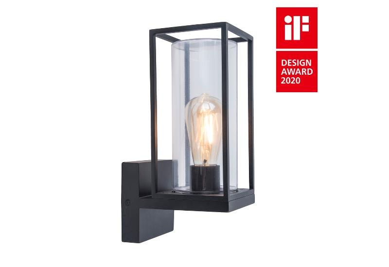 Lutec Flair væglampe up i mat sort/klar E27 IP44