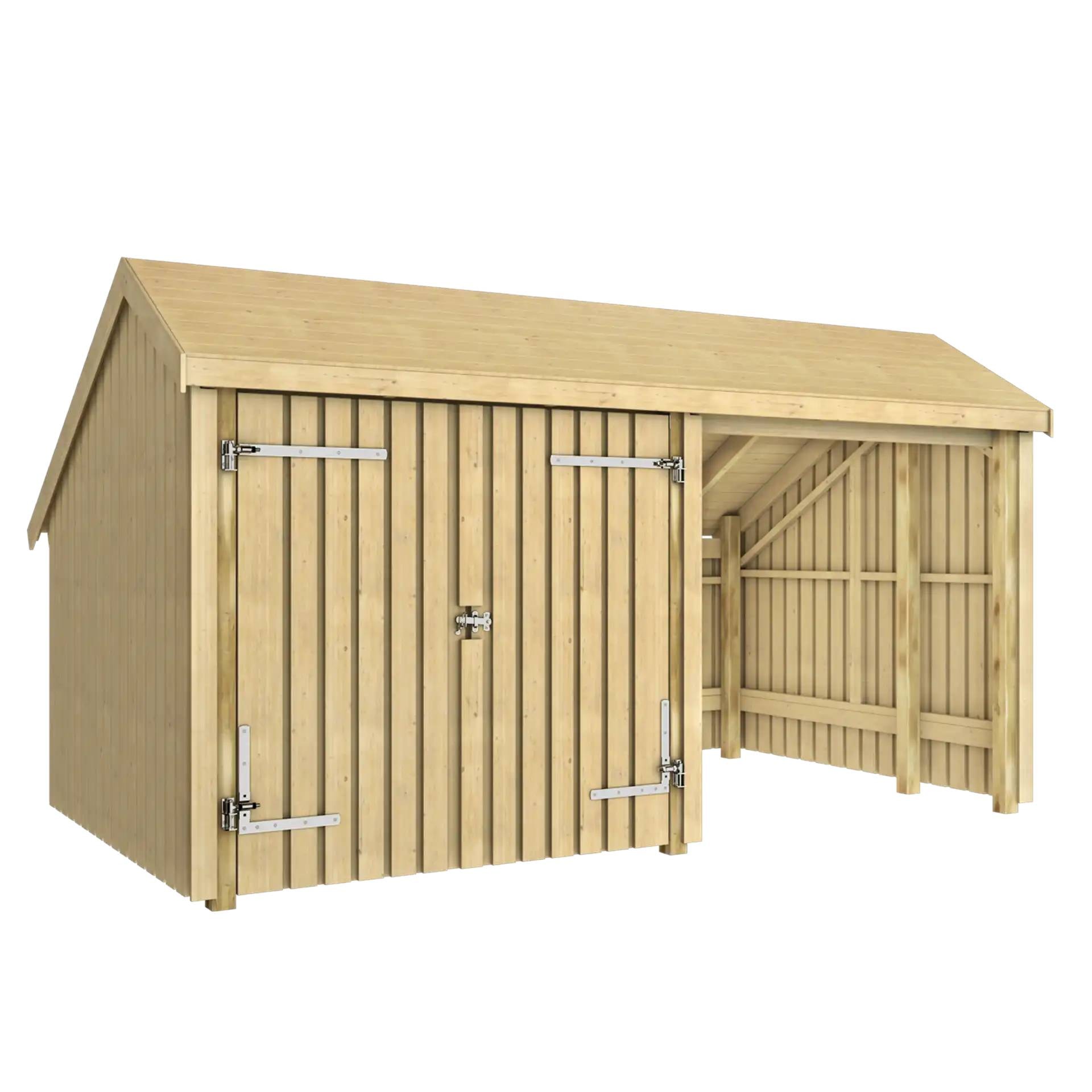 Plus Multi havehus i ubehandlet træ åben med dobbeltdør